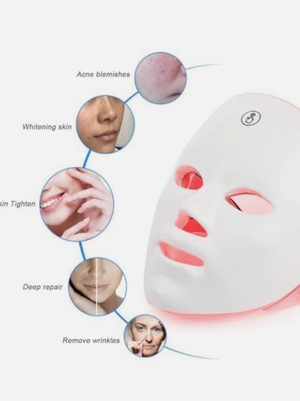 White LED Light Therapy Facial Mask for Women Skincare - Picture 5 of 8
